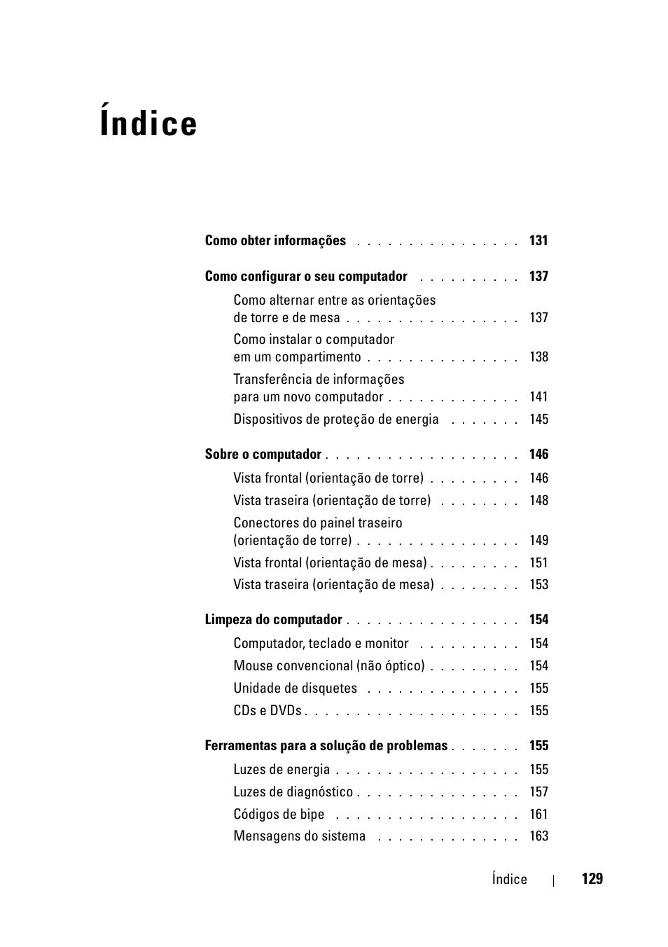 Índice | Dell Precision T5400 (Late 2007) User Manual | Page 129 / 258