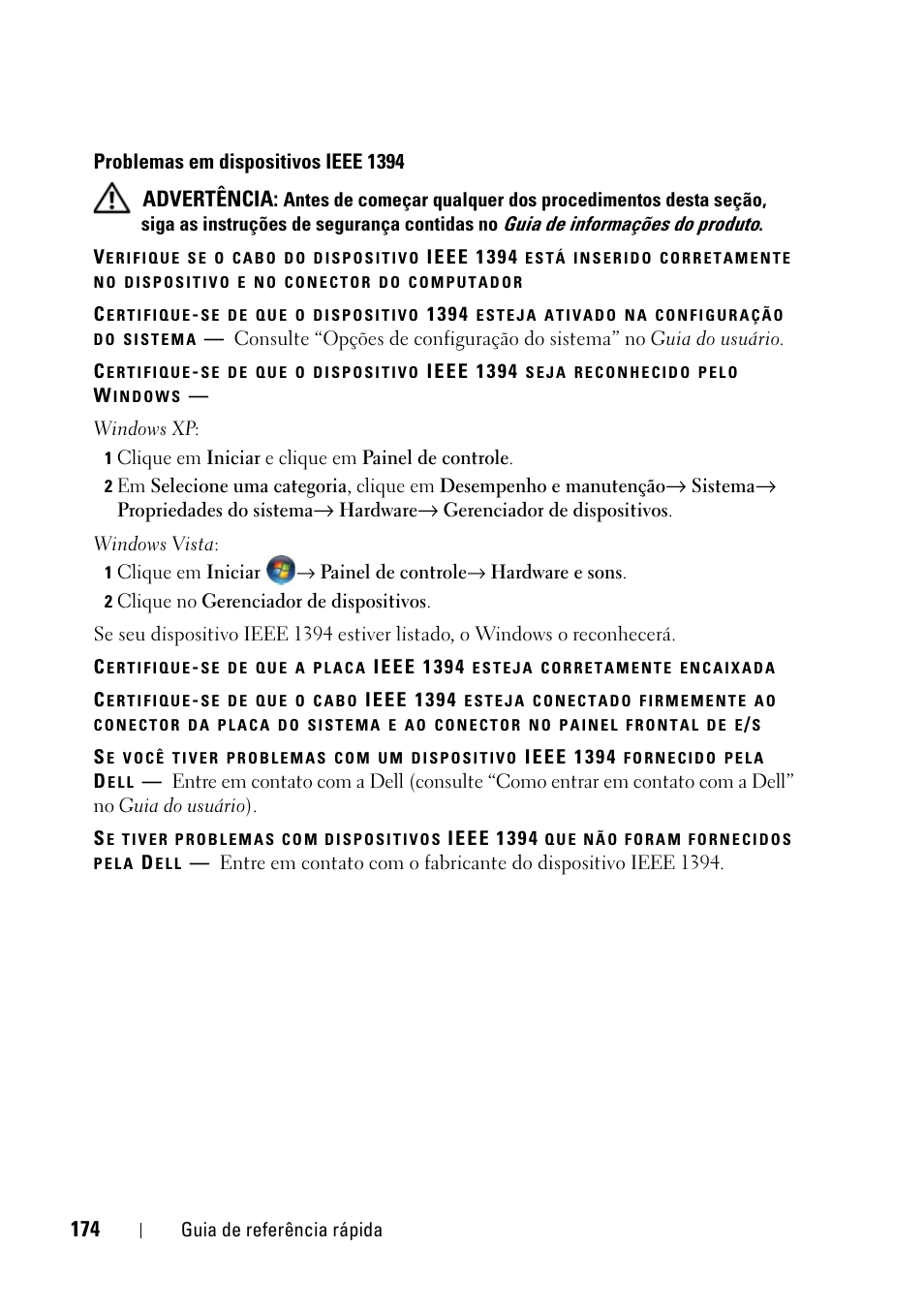 Advertência | Dell Precision T5400 (Late 2007) User Manual | Page 174 / 258