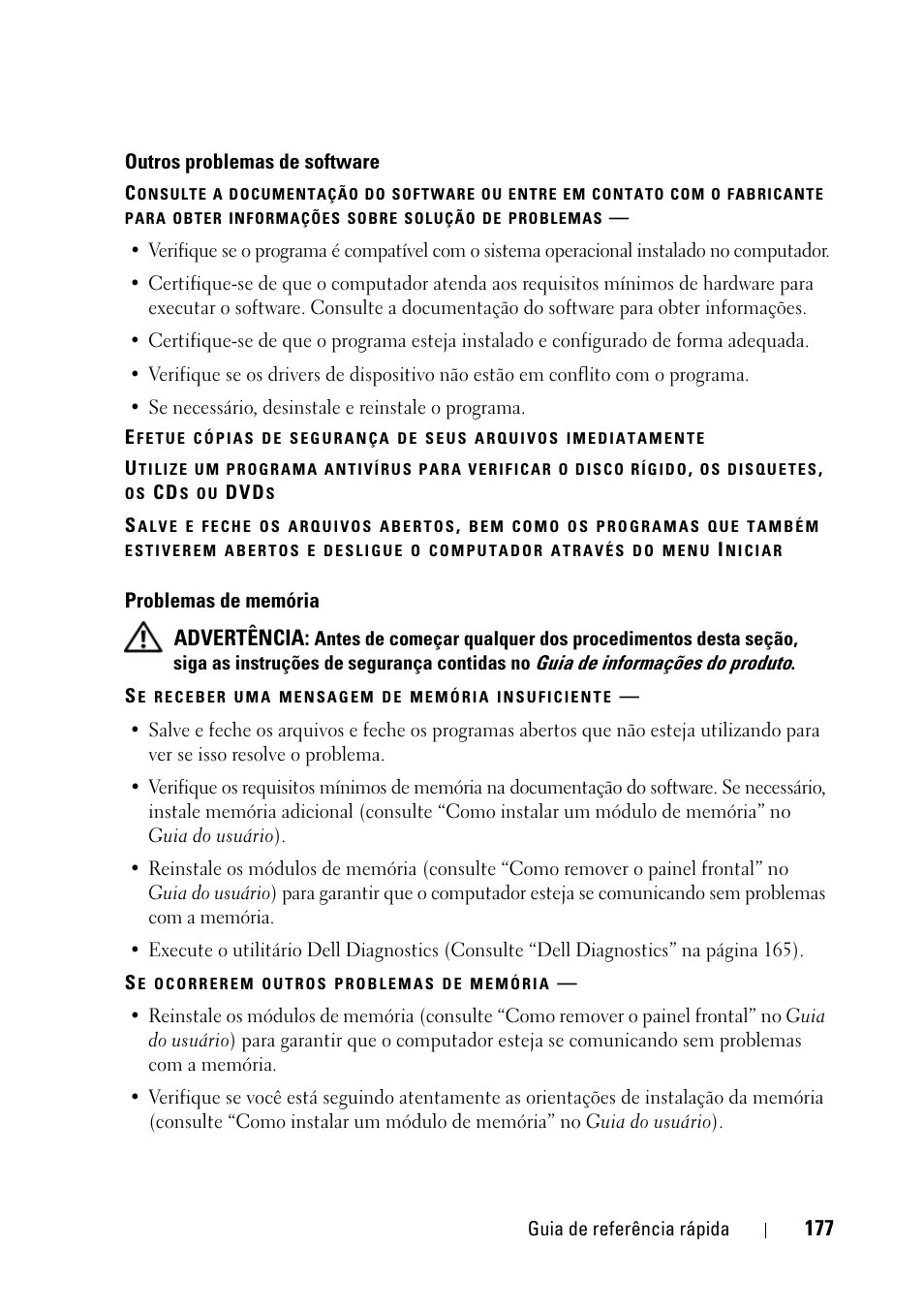 Advertência | Dell Precision T5400 (Late 2007) User Manual | Page 177 / 258