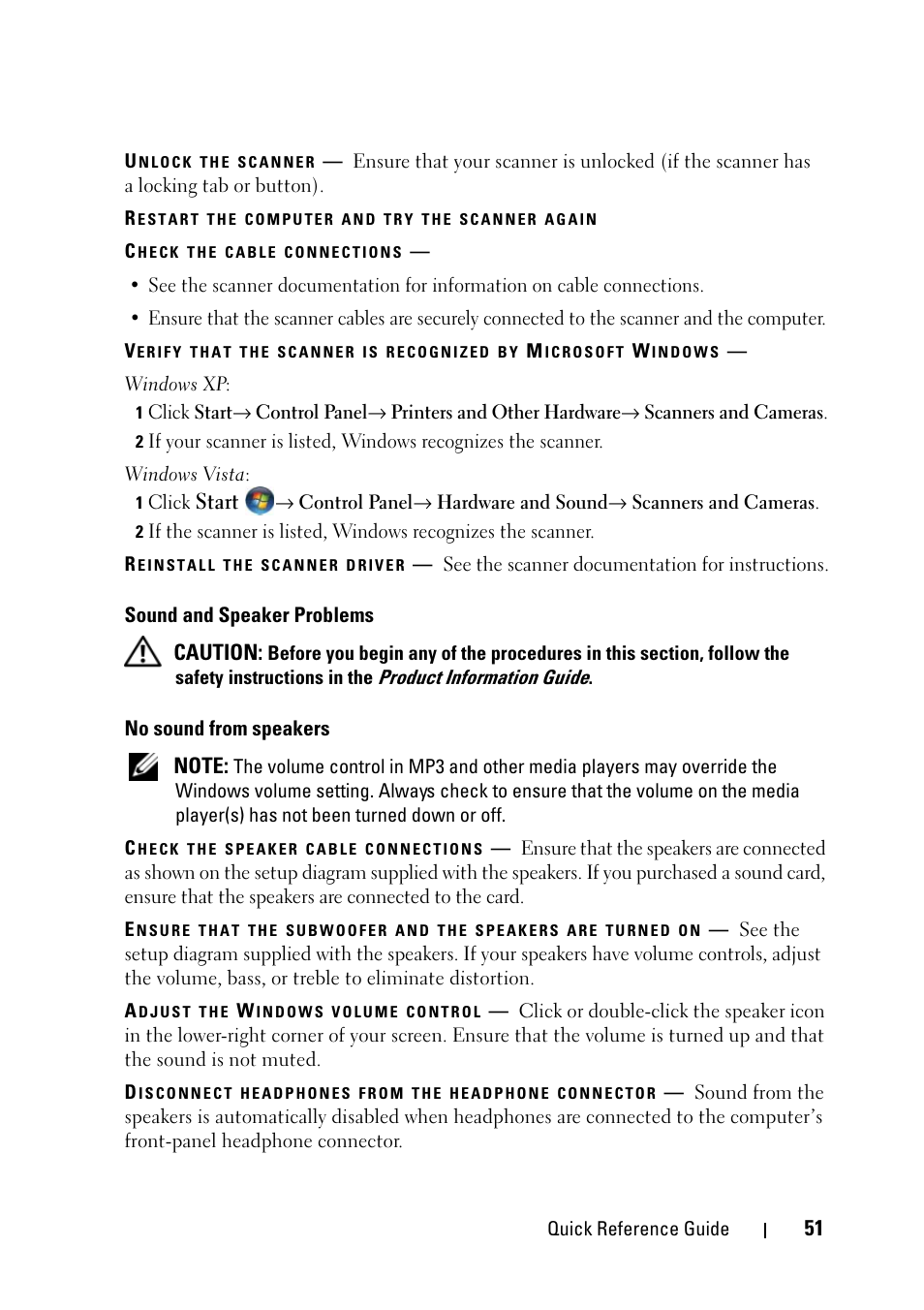 See "sound and speaker problems" on | Dell Precision T5400 (Late 2007) User Manual | Page 51 / 258
