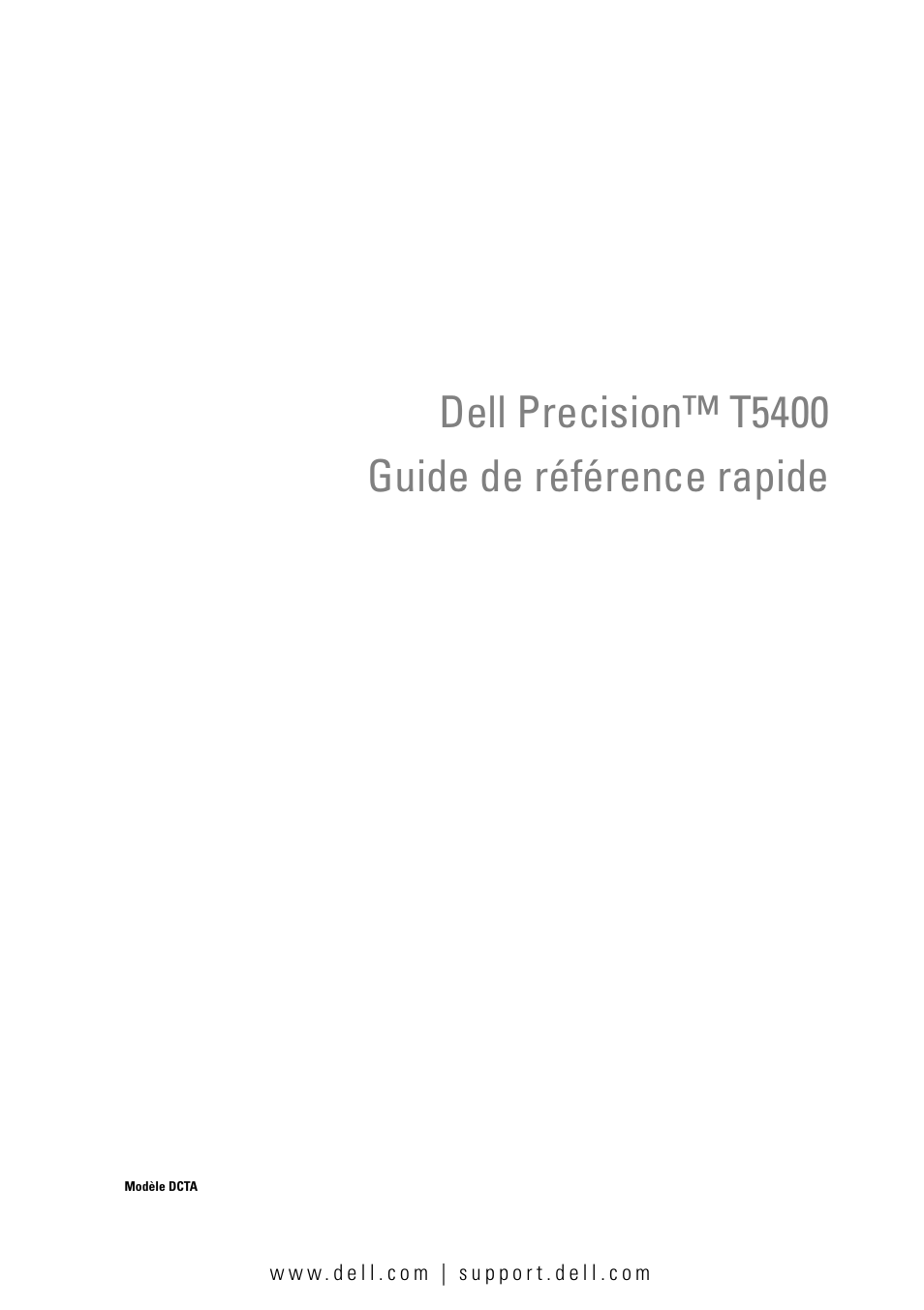 Guide de référence rapide, Dell precision™ t5400 guide de référence rapide | Dell Precision T5400 (Late 2007) User Manual | Page 61 / 258