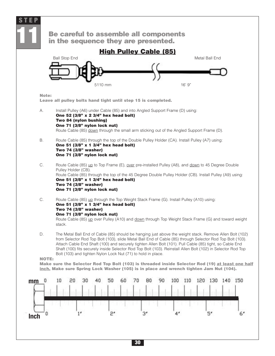 S t e p, High pulley cable (85) | Body Solid G6B User Manual | Page 30 / 90