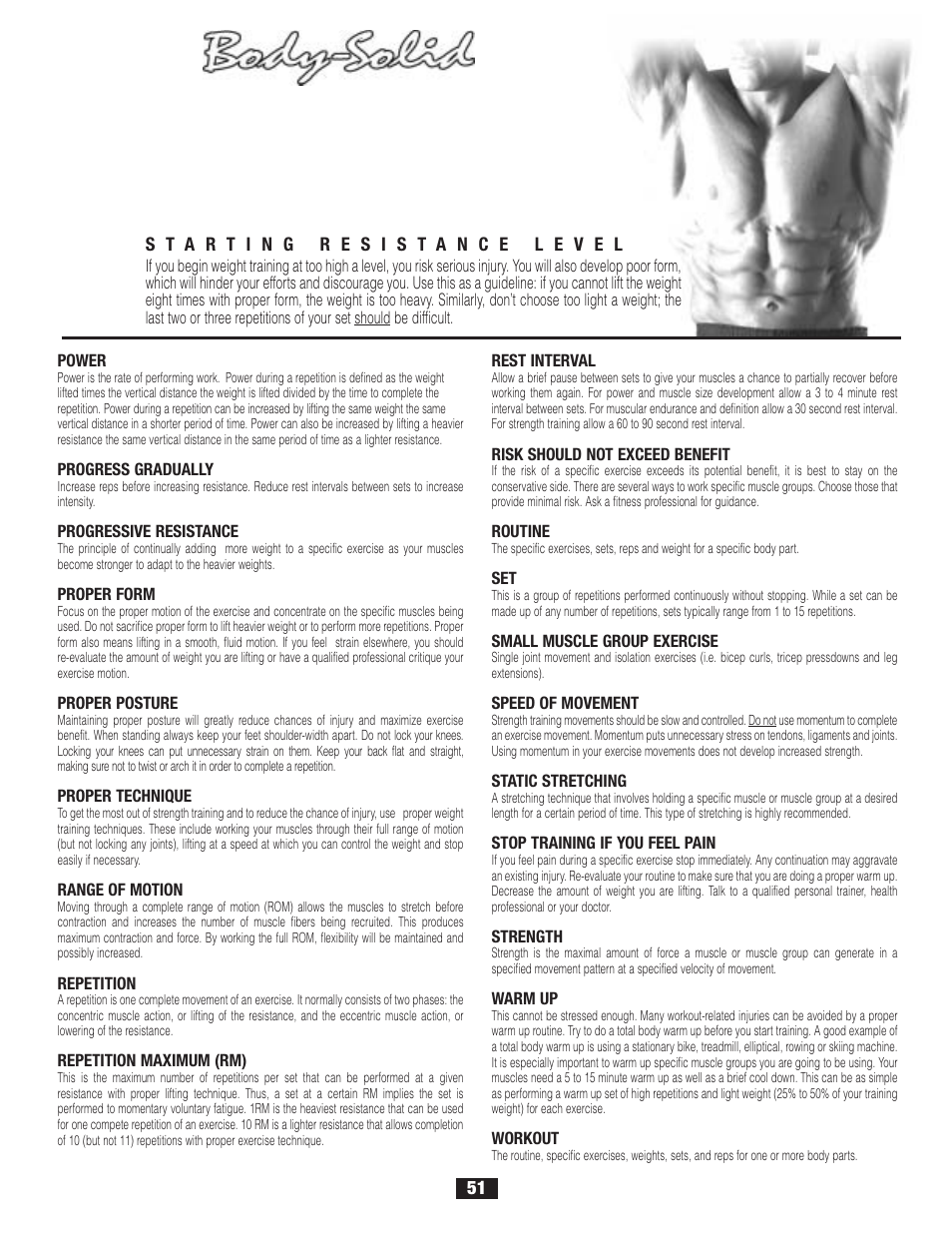 Guidelines, Phrases, terms, tips | Body Solid G6B User Manual | Page 51 / 90