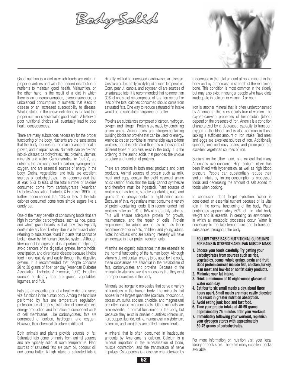 Nutrition | Body Solid G6B User Manual | Page 52 / 90