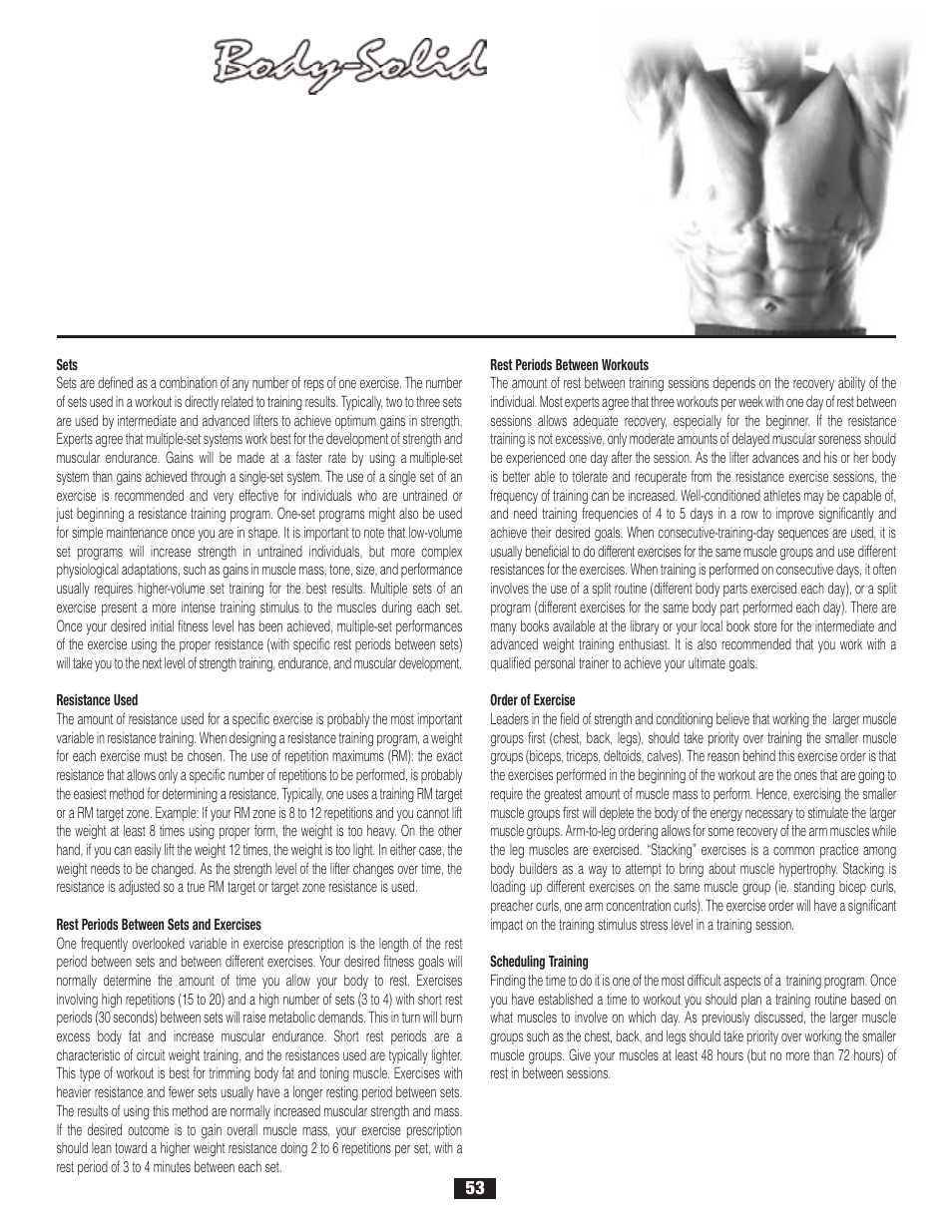 Prescription, Exercise | Body Solid G6B User Manual | Page 53 / 90