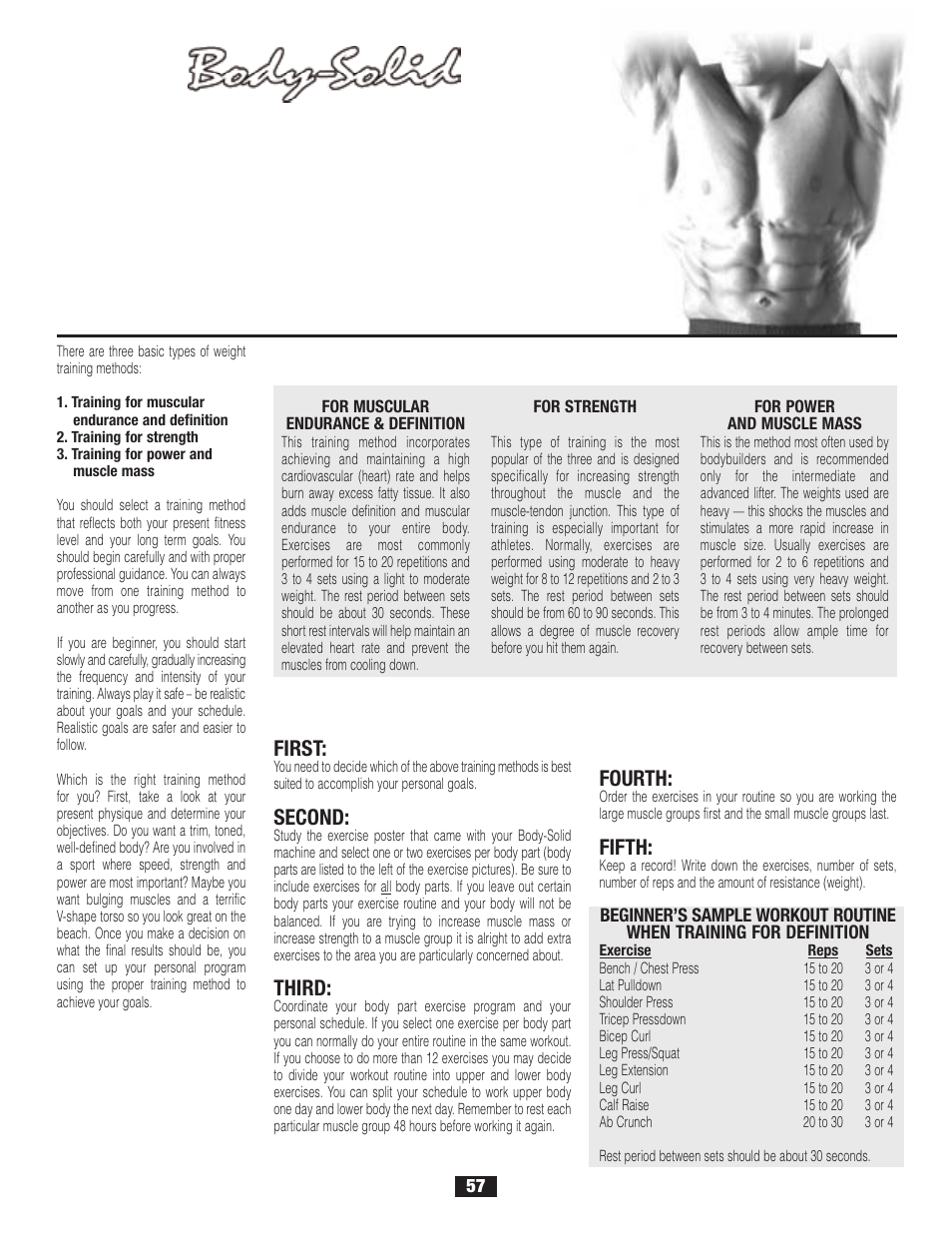 Training method, Determine your | Body Solid G6B User Manual | Page 57 / 90