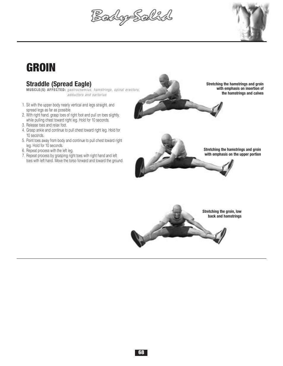 Stretching, Warm-up/cool-down | Body Solid G6B User Manual | Page 68 / 90