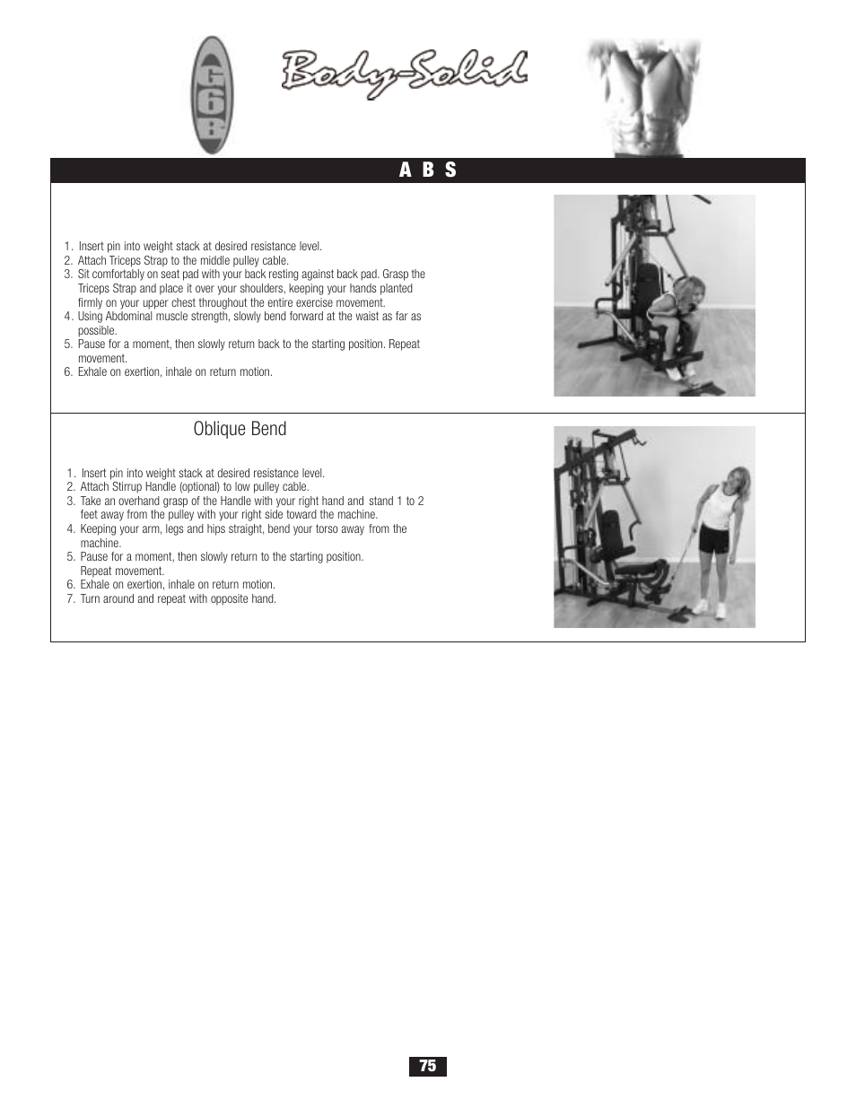 Workout, A b s | Body Solid G6B User Manual | Page 75 / 90