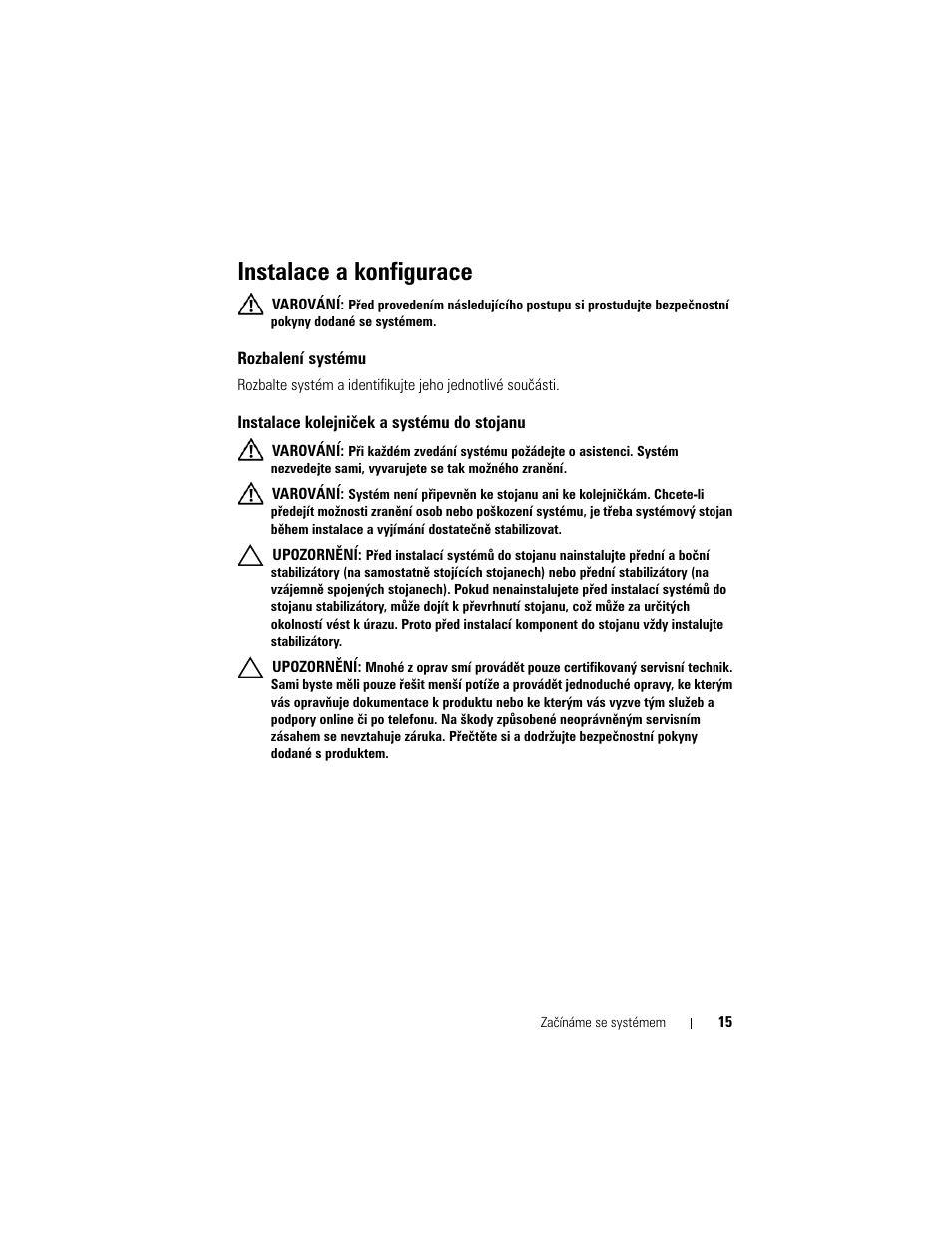 Instalace a konfigurace | Dell PowerEdge C2100 User Manual | Page 17 / 128