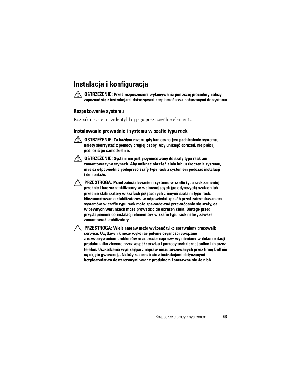 Instalacja i konfiguracja | Dell PowerEdge C2100 User Manual | Page 65 / 128