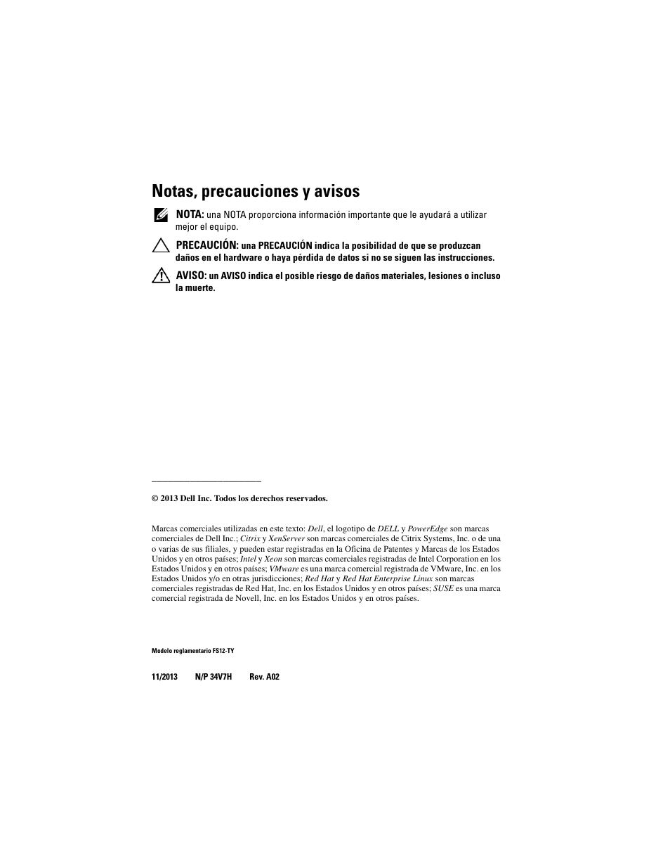 Notas, precauciones y avisos | Dell PowerEdge C2100 User Manual | Page 92 / 128