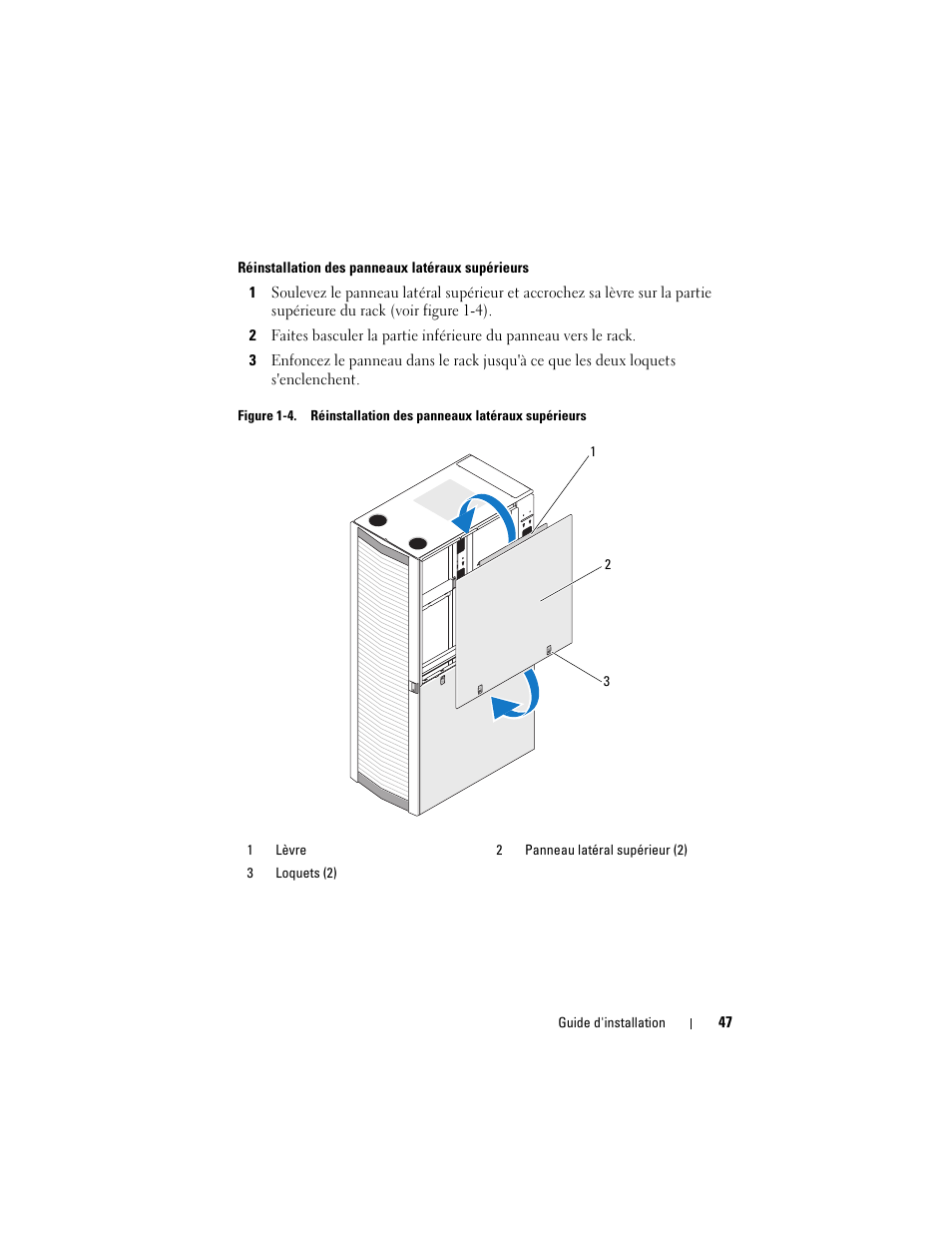 Panneau (voir figure 1-4) | Dell PowerEdge Rack Enclosure 4220 User Manual | Page 49 / 186