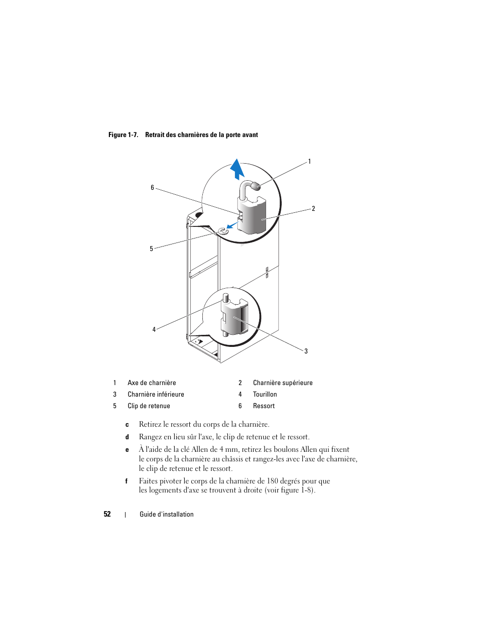 Tenue (voir figure 1-7) | Dell PowerEdge Rack Enclosure 4220 User Manual | Page 54 / 186