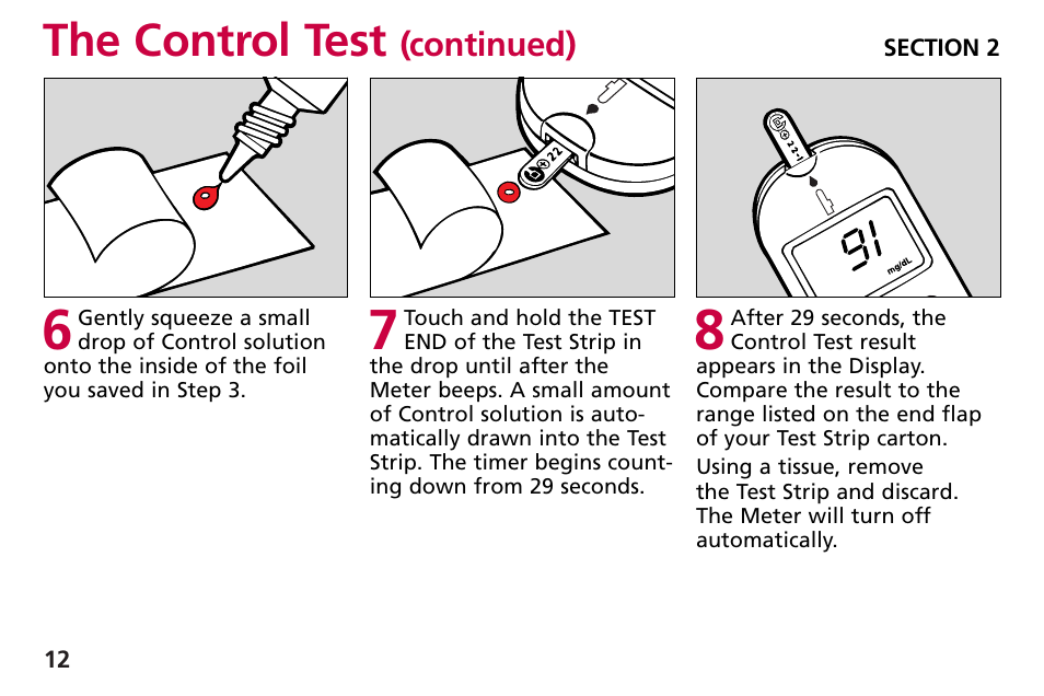 The control test | Bayer HealthCare Blood Glucose Meter MODEL Ascensia Elite User Manual | Page 21 / 51