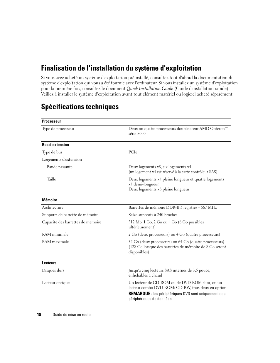 Spécifications techniques | Dell PowerEdge 6950 User Manual | Page 20 / 42