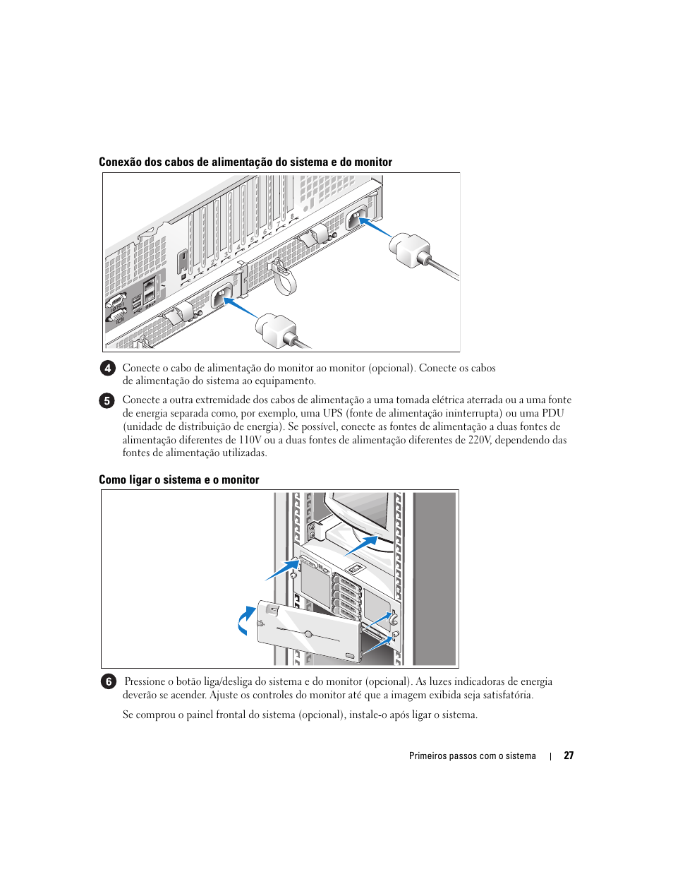 Como ligar o sistema e o monitor | Dell PowerEdge 6950 User Manual | Page 29 / 42