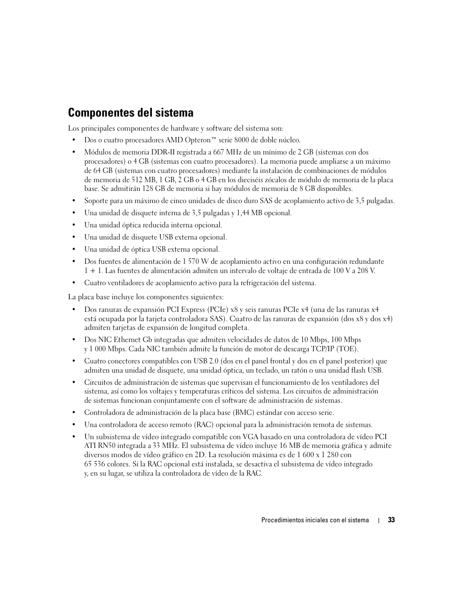Componentes del sistema | Dell PowerEdge 6950 User Manual | Page 35 / 42
