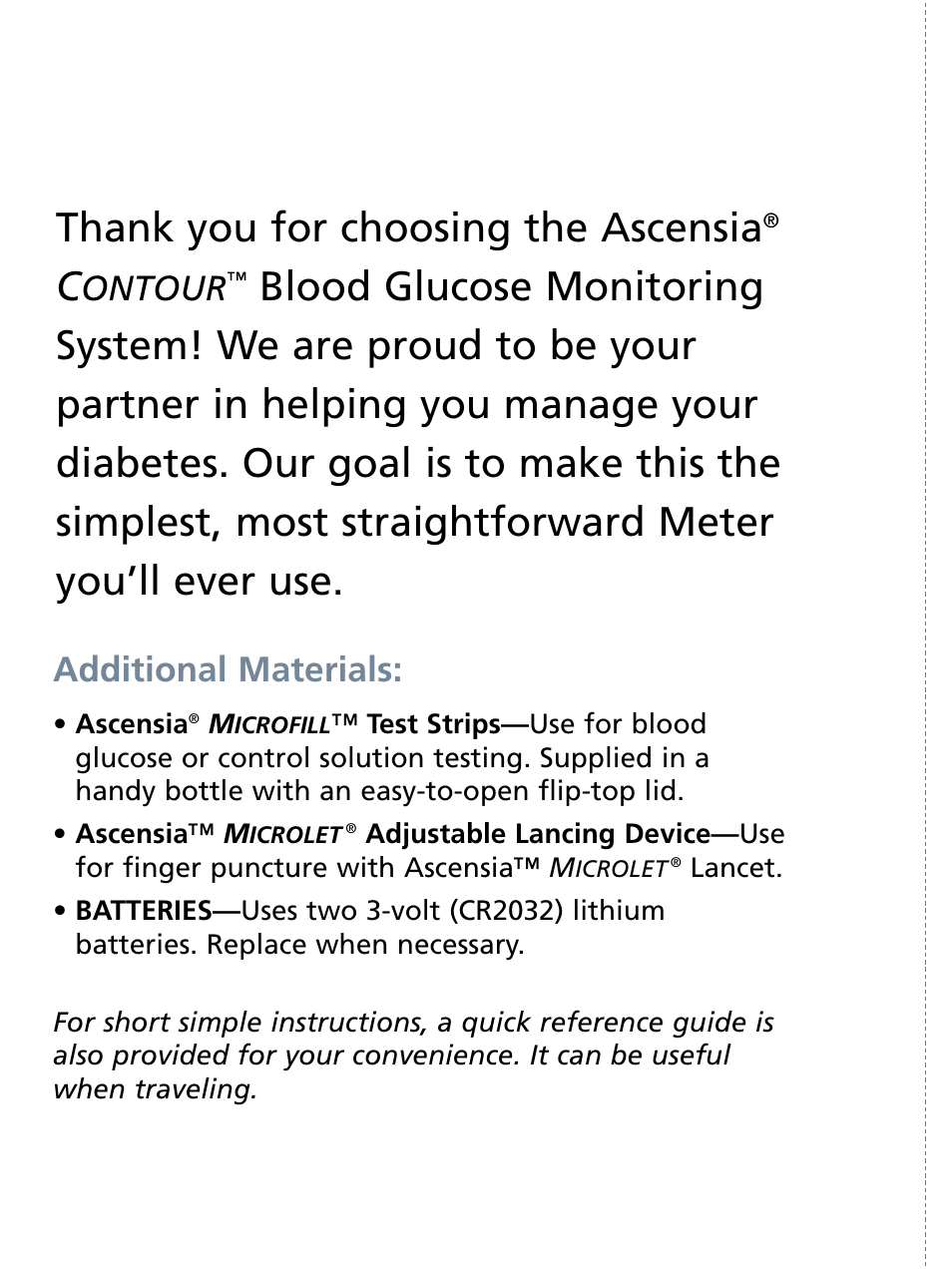 Ontour, Additional materials | Bayer HealthCare Ascensia Contour Blood Glucose Monitoring System User Manual | Page 2 / 46