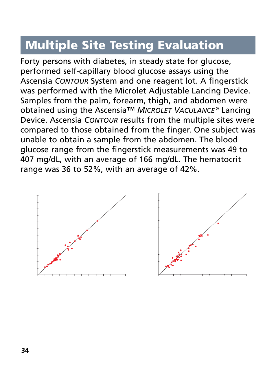 Multiple site testing evaluation, Lancing device. ascensia c, Ontour | Icrolet, Aculance | Bayer HealthCare Ascensia Contour Blood Glucose Monitoring System User Manual | Page 38 / 46