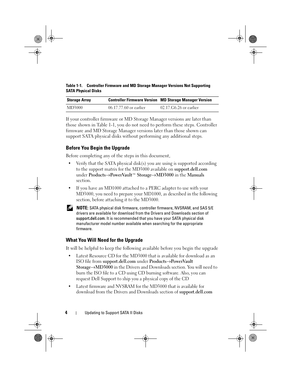 Before you begin the upgrade, What you will need for the upgrade | Dell PowerVault MD3000 User Manual | Page 4 / 92