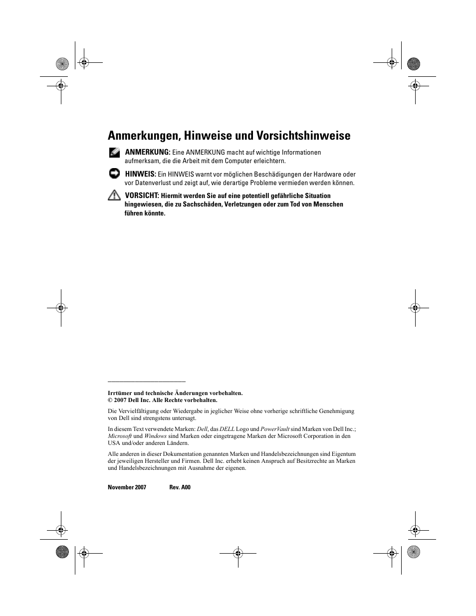 Anmerkungen, hinweise und vorsichtshinweise | Dell PowerVault MD3000 User Manual | Page 40 / 92
