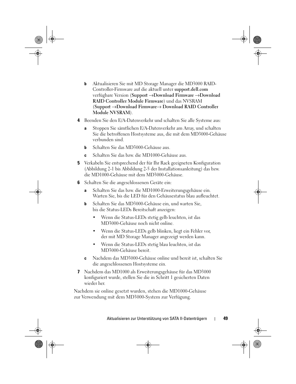 6 schalten sie die angeschlossenen geräte ein | Dell PowerVault MD3000 User Manual | Page 49 / 92