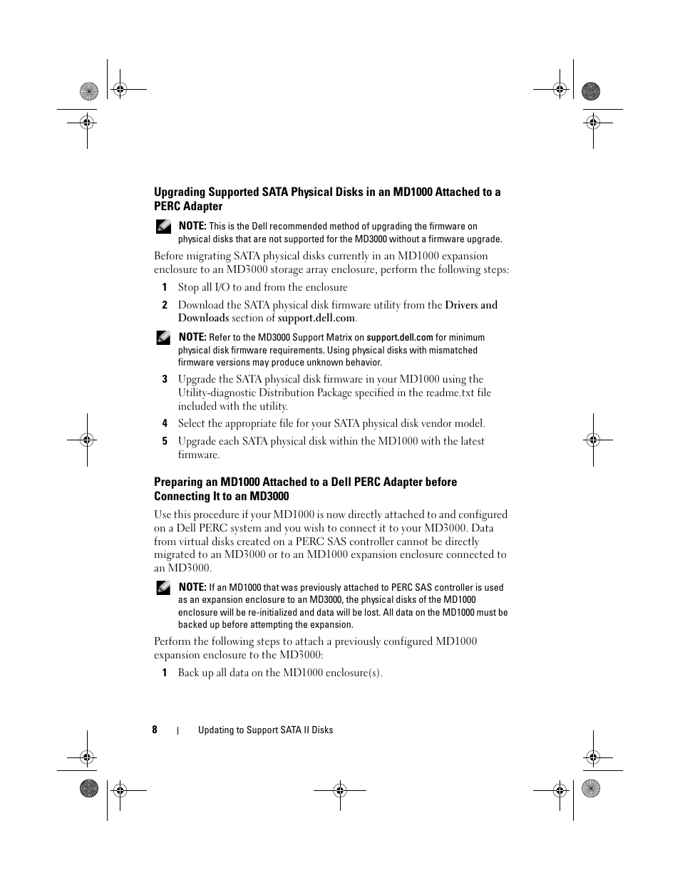 1 stop all i/o to and from the enclosure, 1 back up all data on the md1000 enclosure(s) | Dell PowerVault MD3000 User Manual | Page 8 / 92