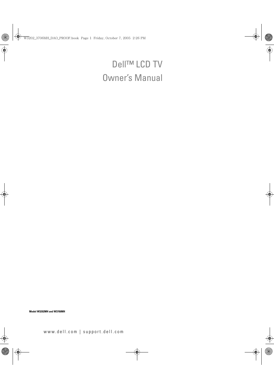 Dell LCD TV W3706MH User Manual | 204 pages