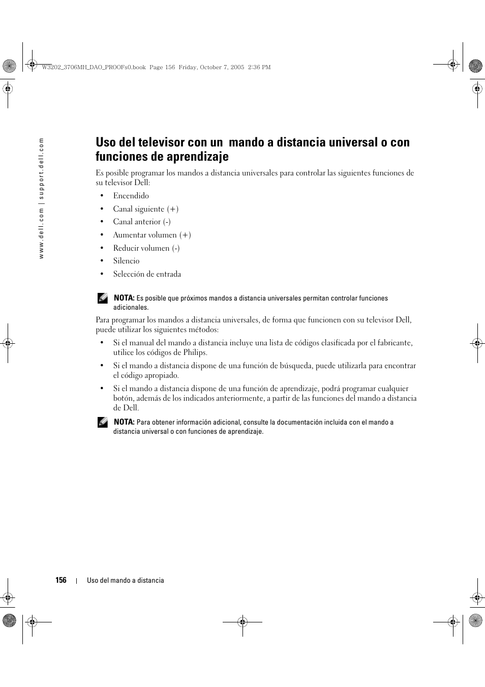 Dell LCD TV W3706MH User Manual | Page 156 / 204