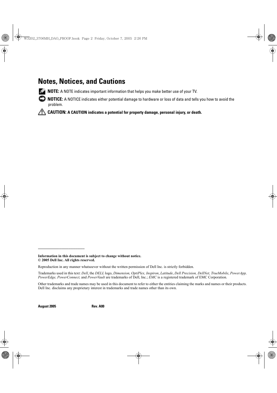 Dell LCD TV W3706MH User Manual | Page 2 / 204