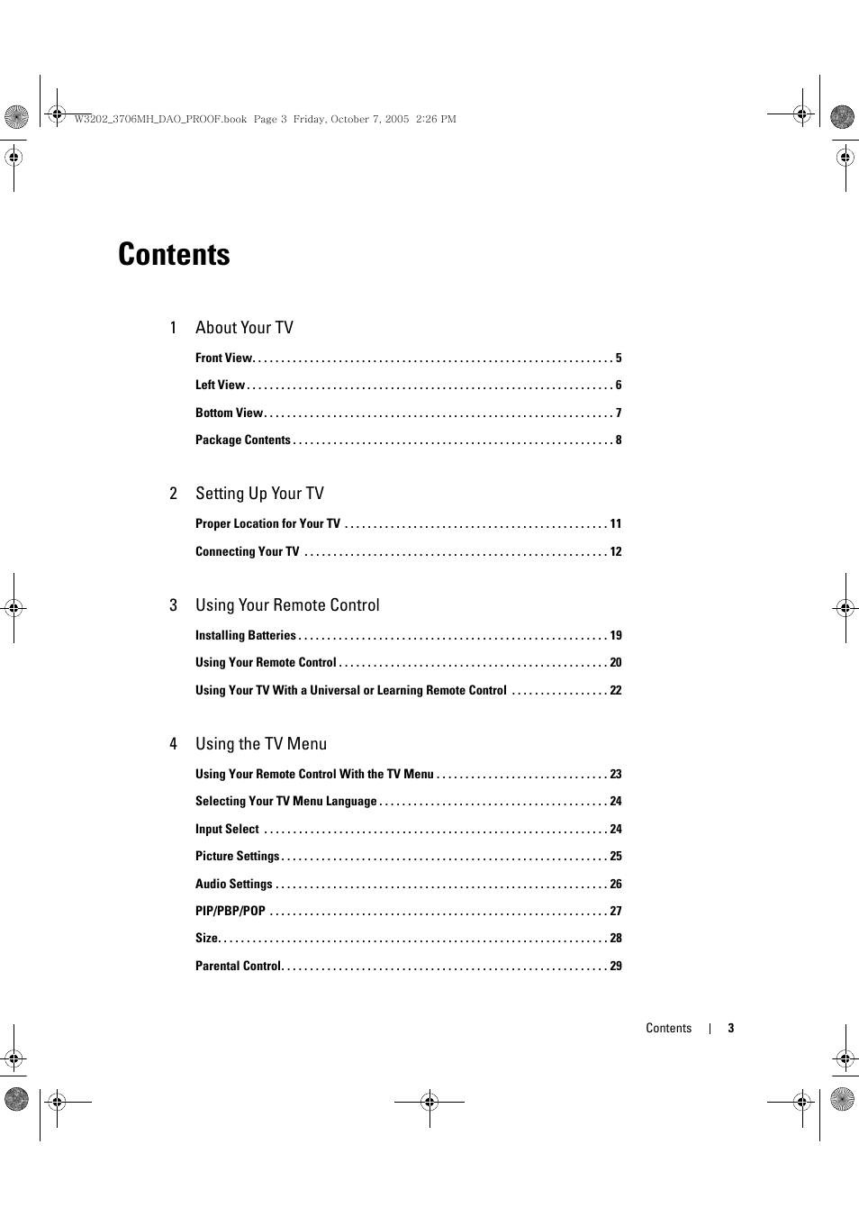 Dell LCD TV W3706MH User Manual | Page 3 / 204