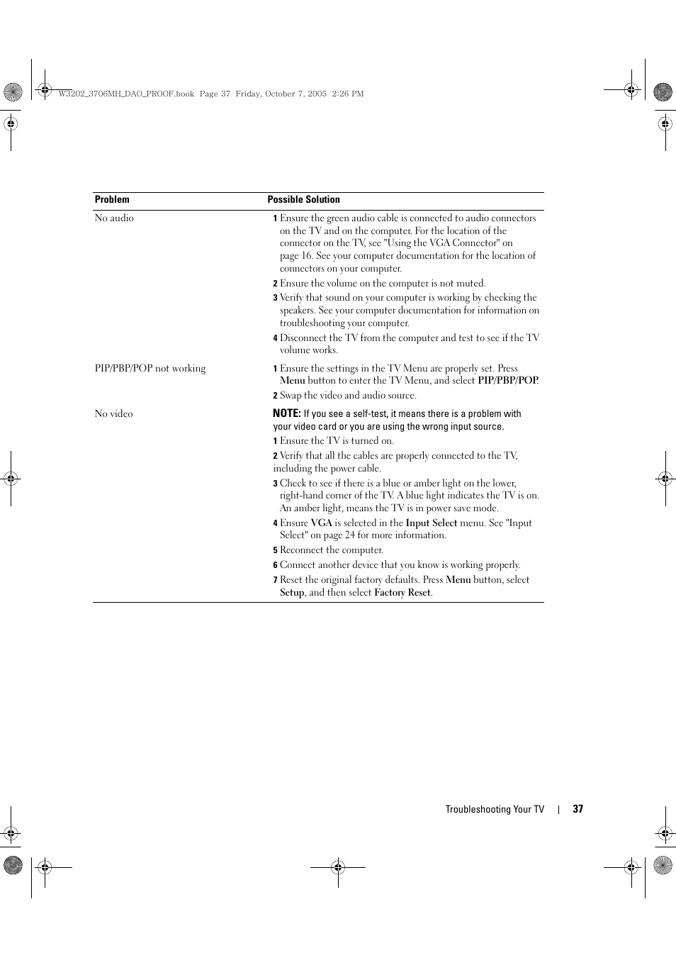 Dell LCD TV W3706MH User Manual | Page 37 / 204