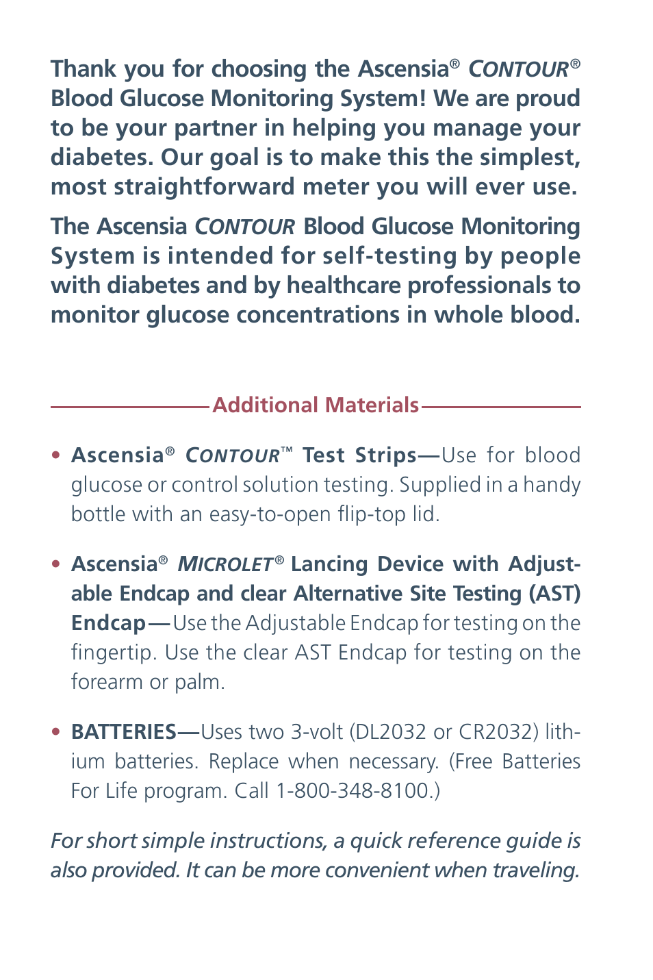 Bayer HealthCare CONTOUR Blood Glucose Meter and Ascensia CONTOURTM Test Strips User Manual | Page 2 / 43