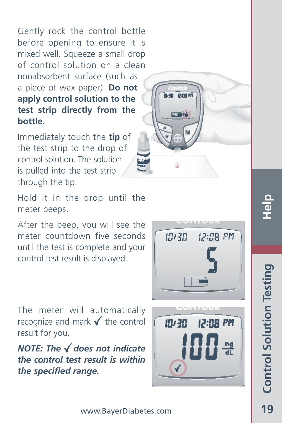 Help 19 | Bayer HealthCare CONTOUR Blood Glucose Meter and Ascensia CONTOURTM Test Strips User Manual | Page 21 / 43