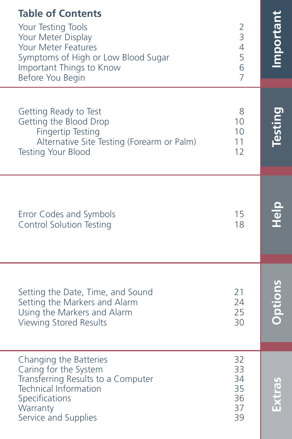 Important testing help extras options | Bayer HealthCare CONTOUR Blood Glucose Meter and Ascensia CONTOURTM Test Strips User Manual | Page 3 / 43