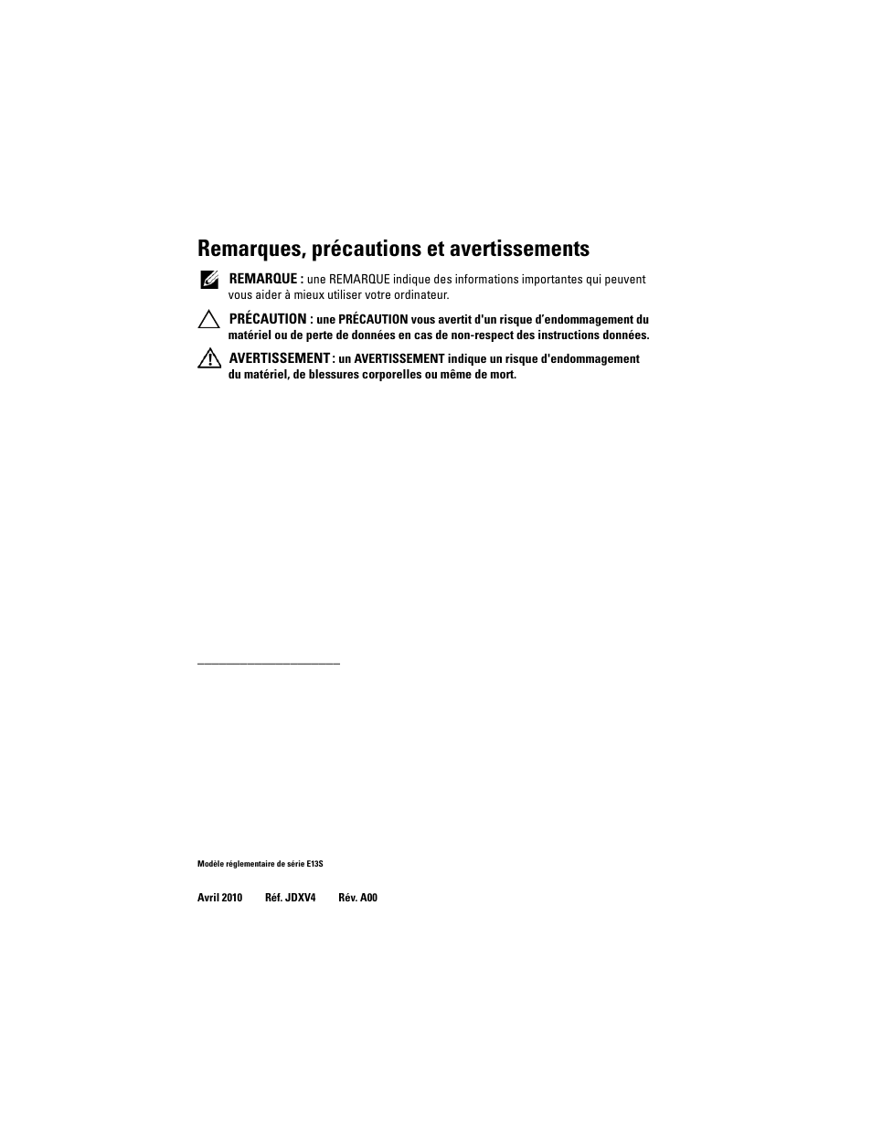 Remarques, précautions et avertissements | Dell PowerVault DL2200 User Manual | Page 28 / 124