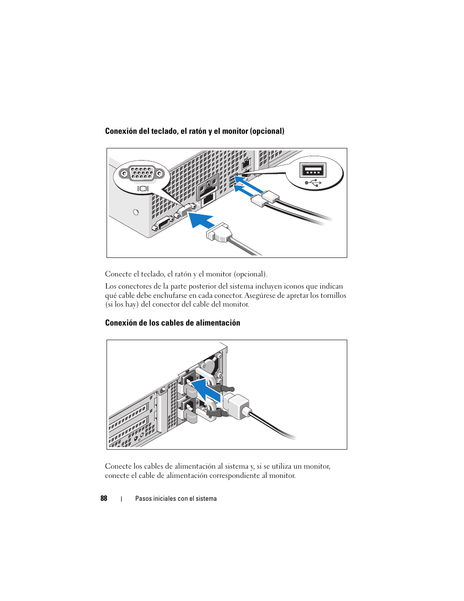 Conexión de los cables de alimentación | Dell PowerVault DL2200 User Manual | Page 90 / 124