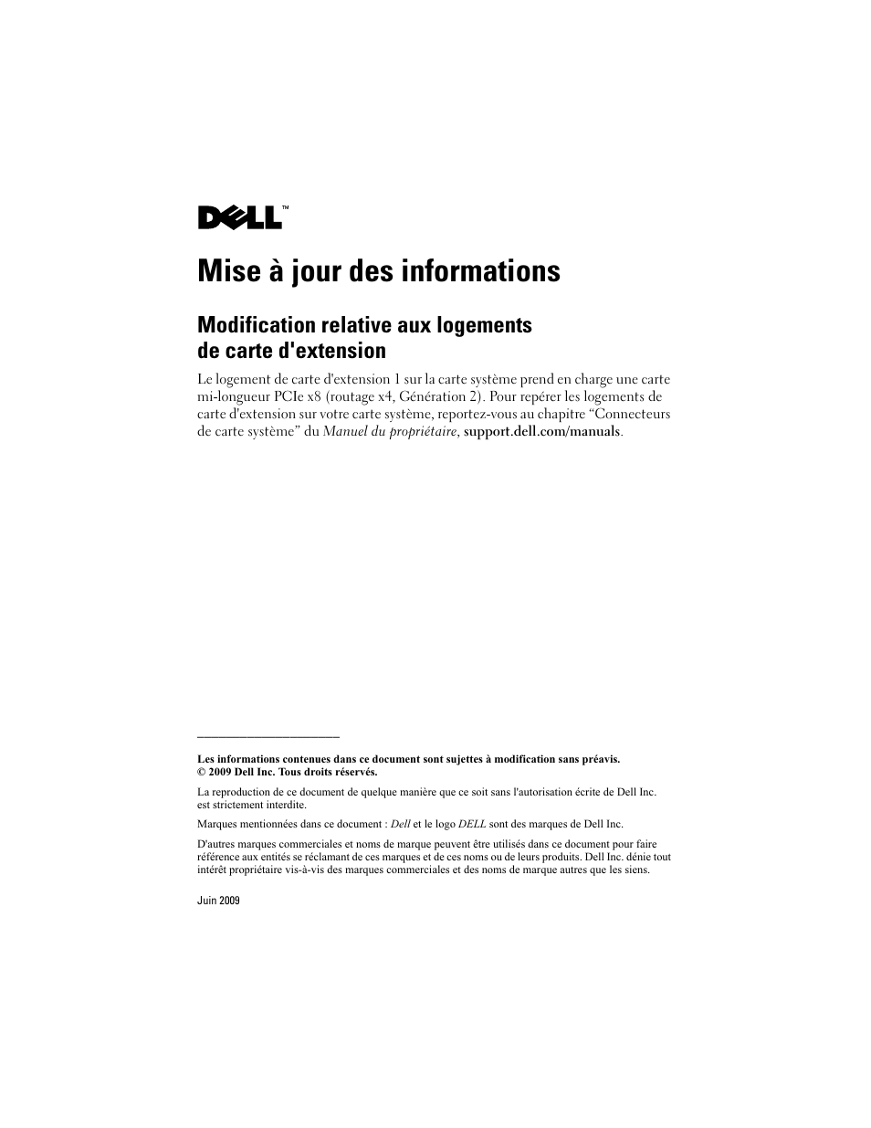 Mise à jour des informations | Dell PowerEdge T710 User Manual | Page 3 / 7