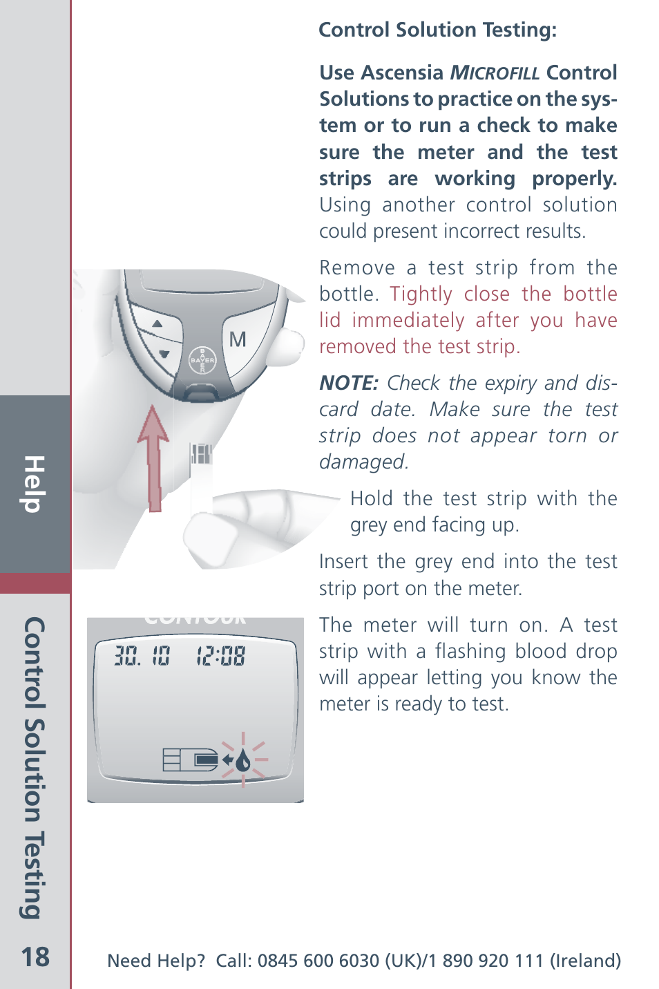 Help 18 | Bayer HealthCare Ascensia Contour Blood Glucose Meter User Manual | Page 20 / 44