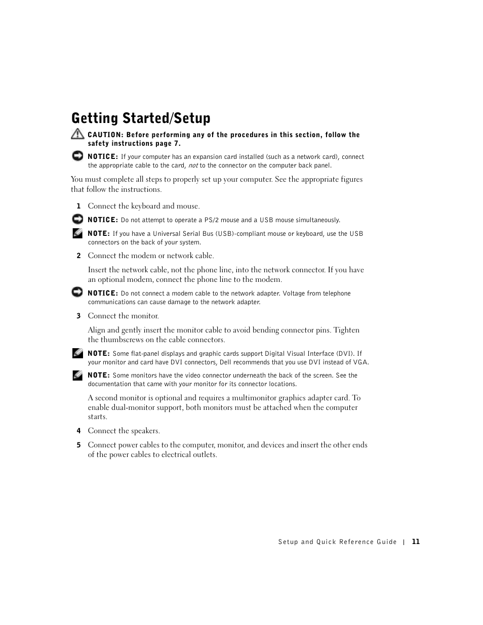 Getting started/setup | Dell OptiPlex GX270 User Manual | Page 13 / 94
