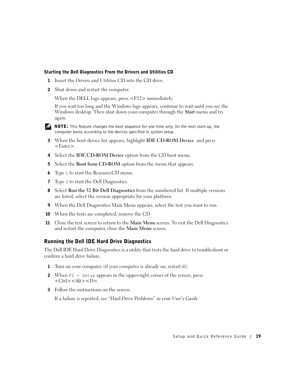 Running the dell ide hard drive diagnostics | Dell OptiPlex GX270 User Manual | Page 21 / 94