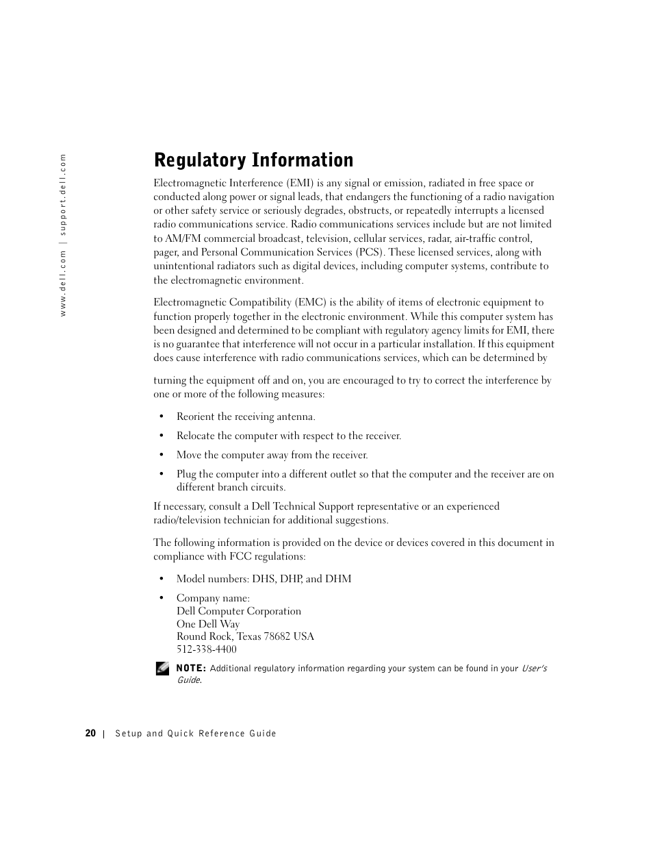 Regulatory information | Dell OptiPlex GX270 User Manual | Page 22 / 94