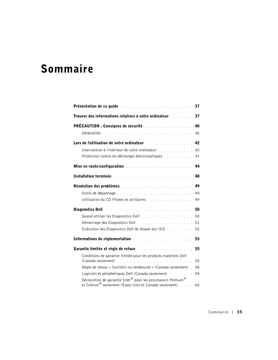 Sommaire | Dell OptiPlex GX270 User Manual | Page 37 / 94