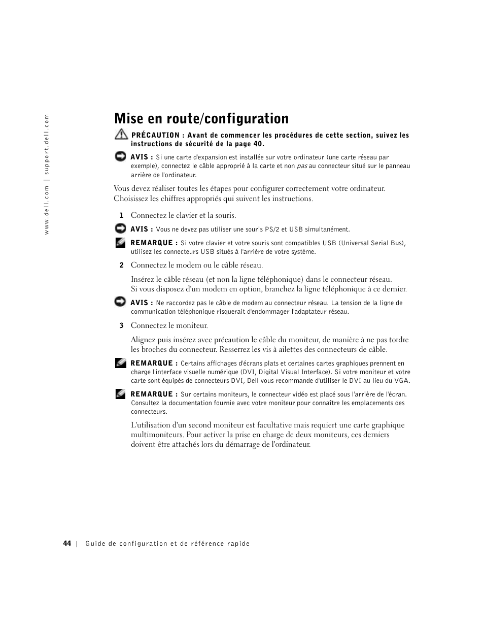 Mise en route/configuration | Dell OptiPlex GX270 User Manual | Page 46 / 94