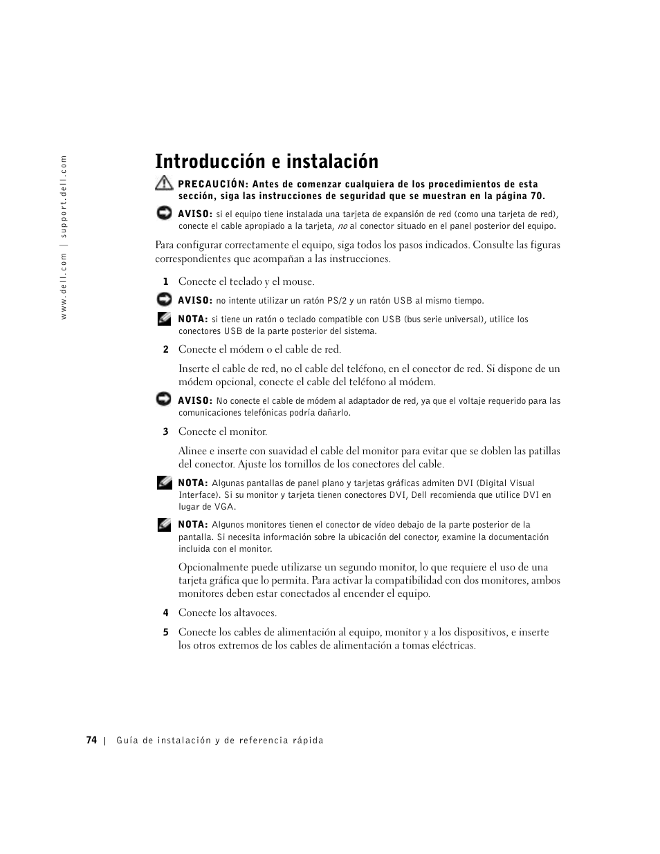 Introducción e instalación | Dell OptiPlex GX270 User Manual | Page 76 / 94