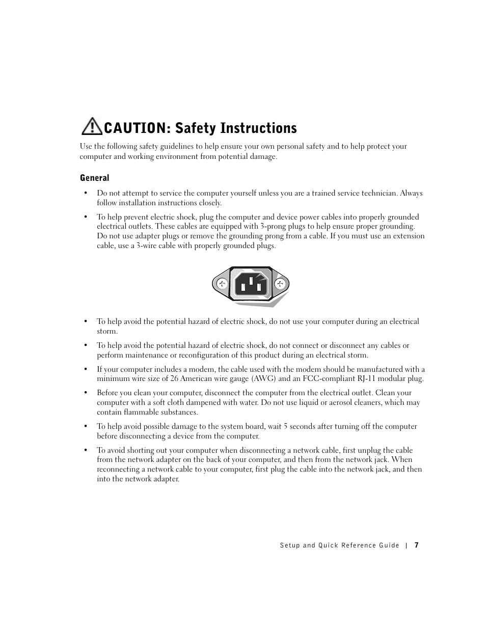 Caution: safety instructions, General | Dell OptiPlex GX270 User Manual | Page 9 / 94