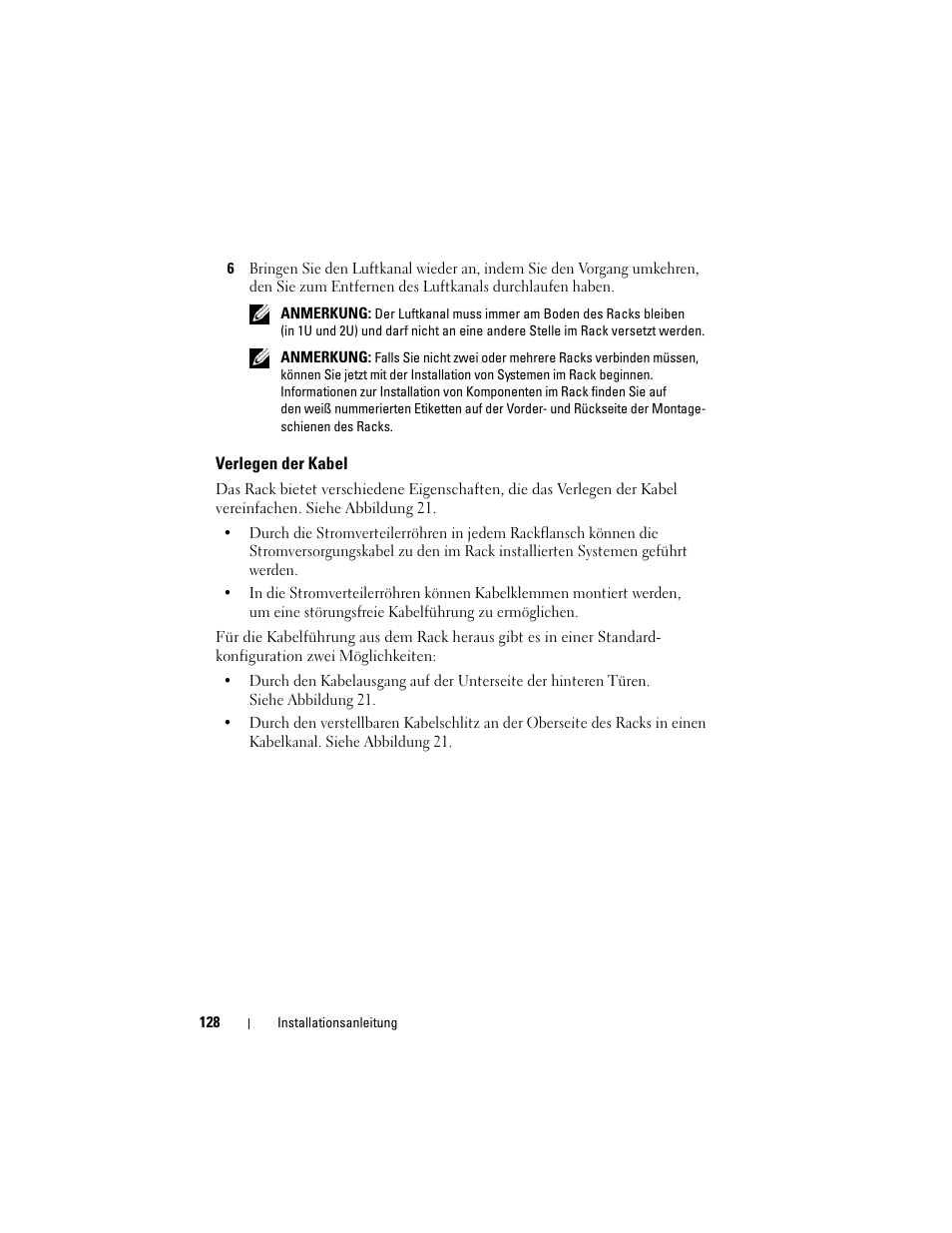 Verlegen der kabel | Dell PowerEdge Rack Enclosure 4020S User Manual | Page 130 / 228