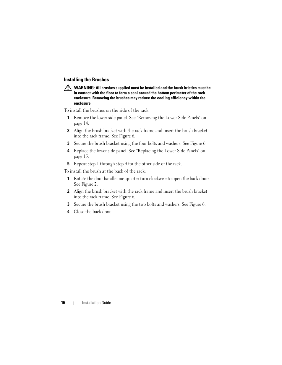 Installing the brushes | Dell PowerEdge Rack Enclosure 4020S User Manual | Page 18 / 228