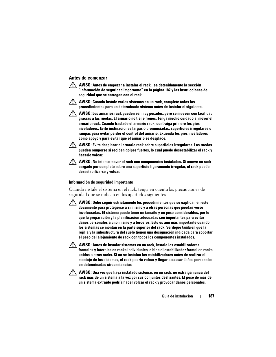 Antes de comenzar | Dell PowerEdge Rack Enclosure 4020S User Manual | Page 189 / 228