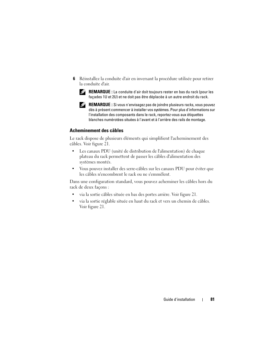 Acheminement des câbles | Dell PowerEdge Rack Enclosure 4020S User Manual | Page 83 / 228